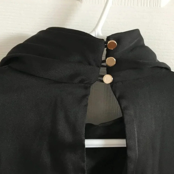 River Island Long Sleeve Silky Mini  Dress - Black US 6 - Picture 4 of 6